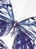 Butterfly Print Lace Up Tied Shoulder Sleeveless High Waisted A Line Midi Dress -  