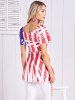 American Flag Print Cinched Asymmetric T-shirt -  