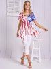 American Flag Print Cinched Asymmetric T-shirt -  