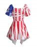 American Flag Print Cinched Asymmetric T-shirt -  