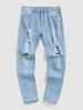 Destroyed Design Zip Fly Jeans -  