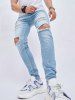 Destroyed Design Zip Fly Jeans -  