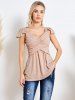 Heather Ruched Ruffle Casual Tank Top -  