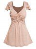 Heather Ruched Ruffle Casual Tank Top -  