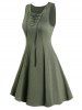 Plain Color Lace Up O Ring Sleeveless A Line Mini Dress -  