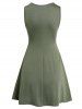 Plain Color Lace Up O Ring Sleeveless A Line Mini Dress -  