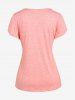 T-shirt Panneau Rayé de Grande Taille à Mancherons - Rose clair XL