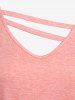 Plus Size Stripes Panel Cap Sleeves T-shirt -  