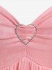 Plus Size Tied Heart Buckle Ruched Chains Cami Top -  
