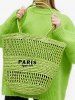 Vacation Beach Letter Embroidered Woven Design Straw Tote Bag -  