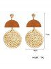 Boucles D'Oreilles Vintage Pendantes en Paille en Bois - Jaune 