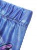 Plus Size 3D Faux Denim Butterfly Print Elastic Waist Capri Leggings -  