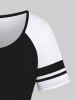 Plus Size Raglan Shoulder Striped Sleeves T-shirt -  