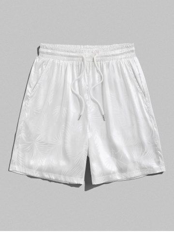 Coconut Tree Pattern Satin Shorts - WHITE - XL