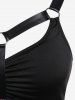 Plus Size O Rings PU Backless Plaid Tank Top -  