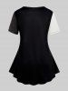 Plus Size Colorblock Cats Print Short Sleeves T-shirt -  