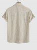 Corduroy Half Button Rolled Sleeves Pullover Short Sleeves Shirt -  