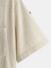 Corduroy Half Button Rolled Sleeves Pullover Short Sleeves Shirt -  