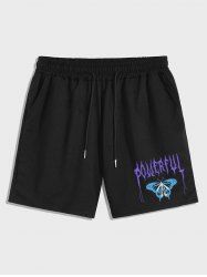 Men's Gothic Style POWERFUL Butterfly Pattern Drawstring Casual Shorts -  