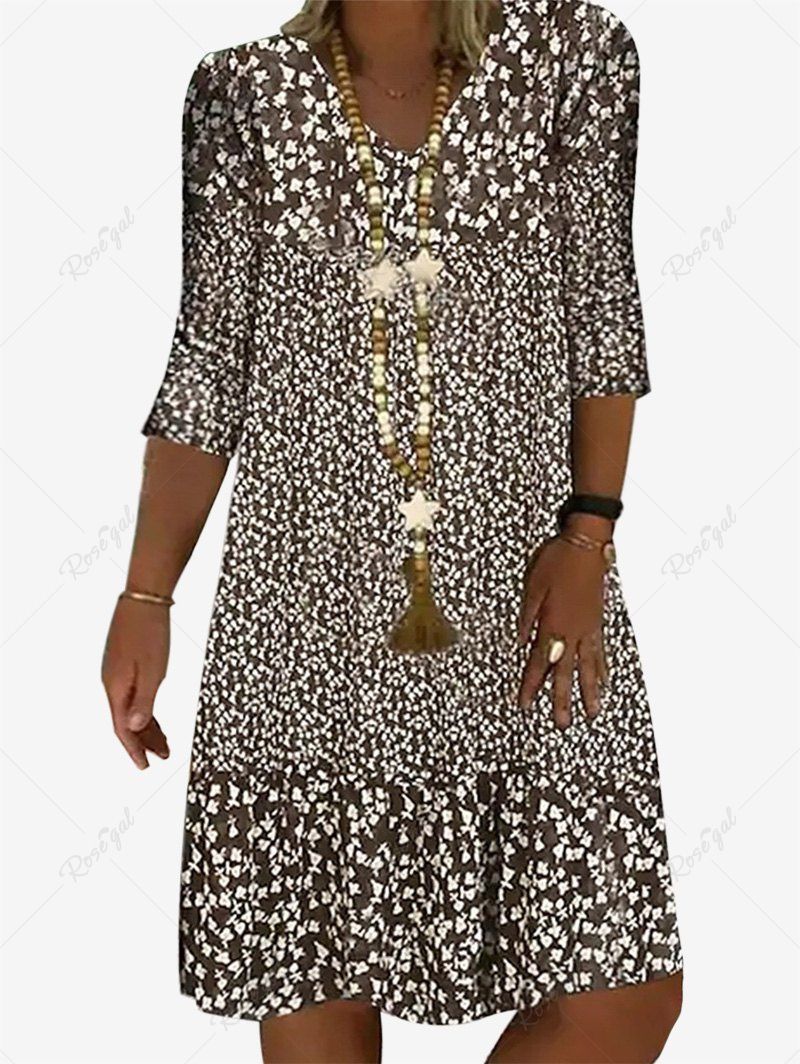Outfit Plus Size Cow Print Ruffles Dress  
