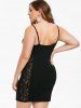 Robe Moulante Fleurie Panneau en Dentelle de Grande Taille - Noir 2X | US 18-20