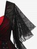Gothic Mesh Jacquard Ring Lace-up Butterfly Sleeve 2 In 1 Top -  