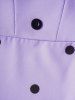 Robe Vintage Nouée Imprimée à Epaule Dénudée à Pois - Pourpre  S