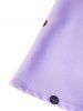 Polka Dots Print Mock Button Tie Knot Shoulder Vintage Dress -  