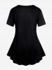 T-shirt Etoile Papillon Cœur Imprimés de Grande Taille à Paillettes à Manches Courtes - Noir XS | US 6