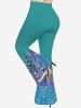 Plus Size Glitter Flower Print Flare Pants -  