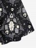 Gothic Skulls Cat Bat Tombstone Ghost Print Crisscross Cami Dress -  