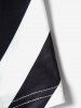 Contrast Colorblock Stripe Lace Up Skew Collar Asymmetric Dress -  