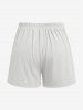 Plus Size V Neck Solid Color Top and Shorts Pajamas Set -  