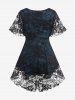 T-shirt Double Couche en Dentelle Fleurie de Grande Taille - Bleu profond M | US 10