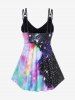 Plus Size Ruched Galaxy Moon Stars Print Boyleg Tankini Swimsuit -  