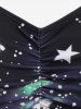 Plus Size Ruched Galaxy Moon Stars Print Boyleg Tankini Swimsuit -  