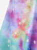 Plus Size Ruched Galaxy Moon Stars Print Boyleg Tankini Swimsuit -  