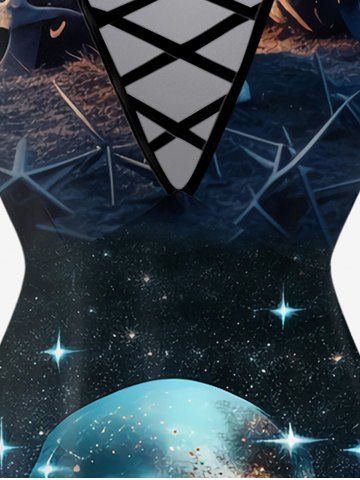 Gothic Skulls Glitter Print Crisscross Short Sleeve T-Shirt