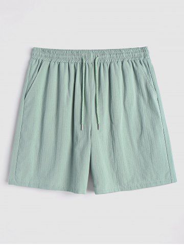 Cotton and Linen Textured Bermuda Shorts