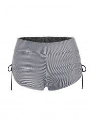 Allover Stripe Print Cinched Swim Boyshorts -  