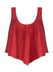 Haut de Maillot de Bain Matelassé à Bretelle en Couleur Unie à Volants - Rouge S
