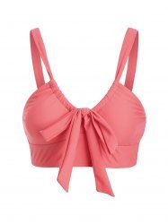 Plain Color Bowknot Padded Strap Tankini Swimsuit Top -  