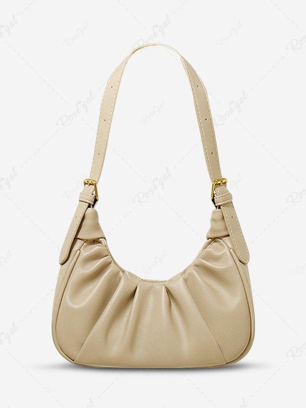Online Women's Simple Style Ruched Design Underarm Croissant Shoulder Bag  