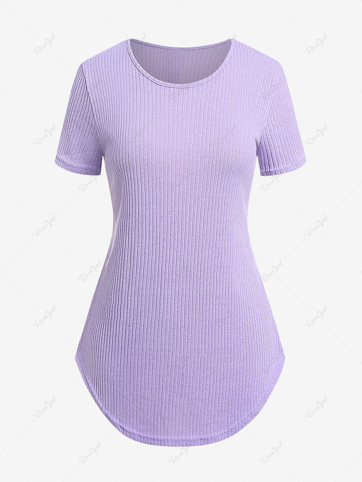 Shops Plus Size Solid Color Ribbed Buttons Short Sleeves T-shirt  
