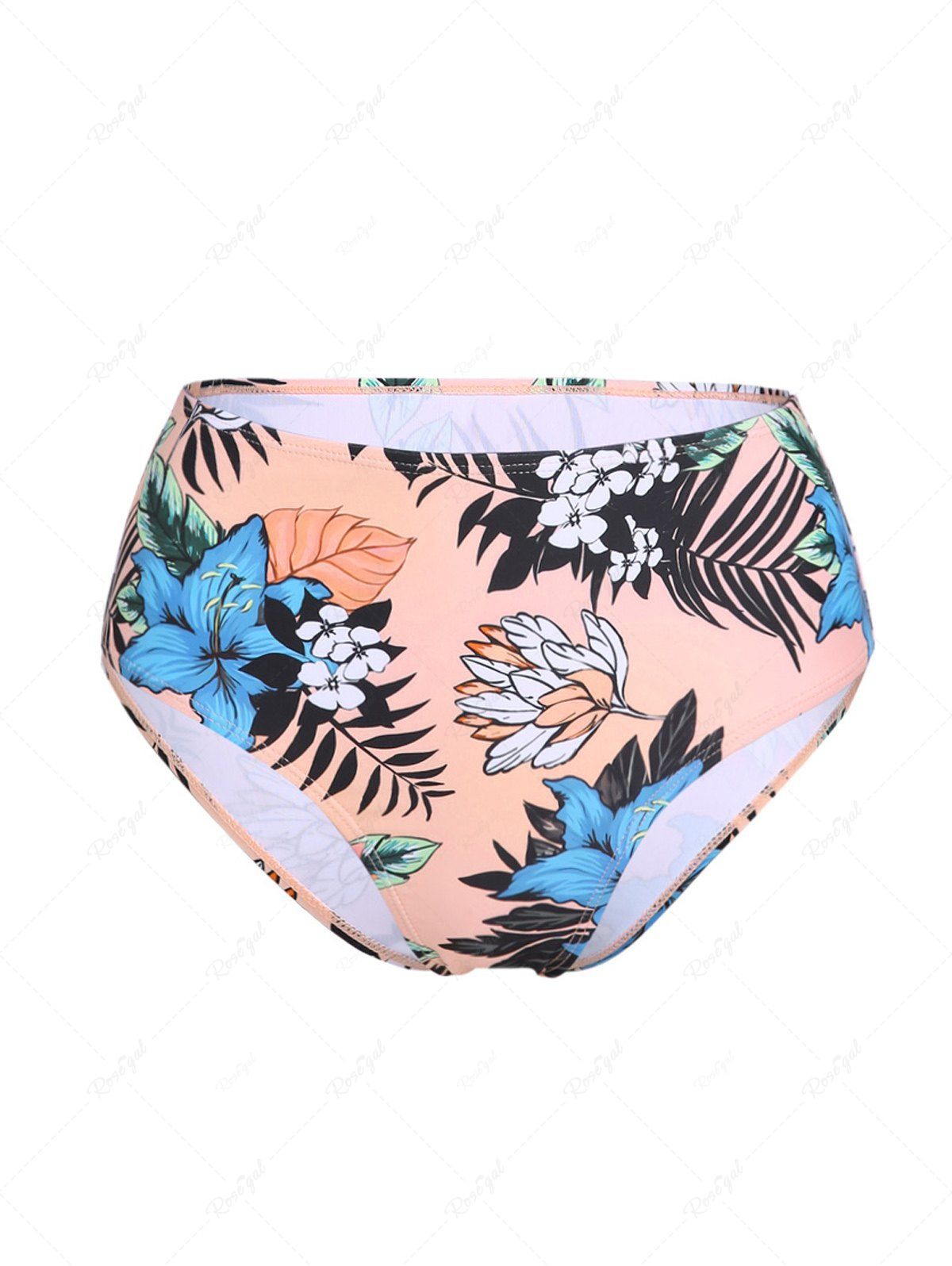 Hot Leaf Flower Print High Waisted Swimwear Briefs  