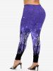 Galaxy Trees Glitter Printed 2 In 1 Tee and Leggings Plus Size Matching Set -  