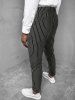 Vertical Striped Zip Fly Work Pants -  