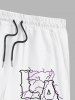 Letter LA Eagle Graphic Printed Drawstring Casual Shorts -  