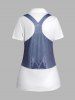 Faux Denim Vest 3D Print Short Sleeve T-shirt -  