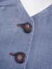 Faux Denim Vest 3D Print Short Sleeve T-shirt -  